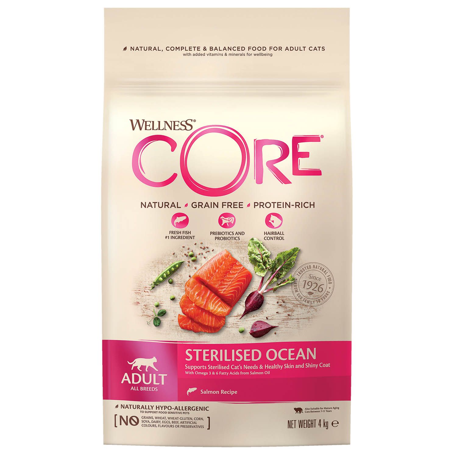 Сухой корм для кошек Wellness CORE 4 кг лосось (для стерилизованных и кастрированных) - фото 1