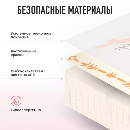 Развивающий коврик детский Mamagoods для ползания складной игровой Жирафы и Зверята 120х180 см