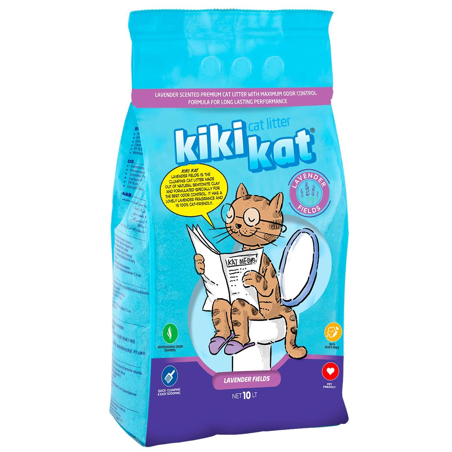Наполнитель для кошачьего туалета KikiKat комкующийся бентонитовый супер-белый Лаванда 10л - фото 1