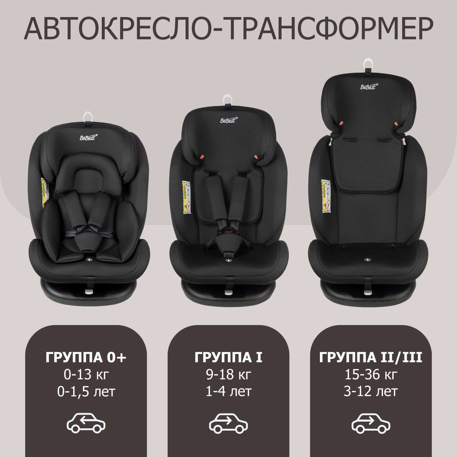 Автокресло детское поворотное BeBest Carrier Isofix Lux от 0 до 36 кг dark - фото 4