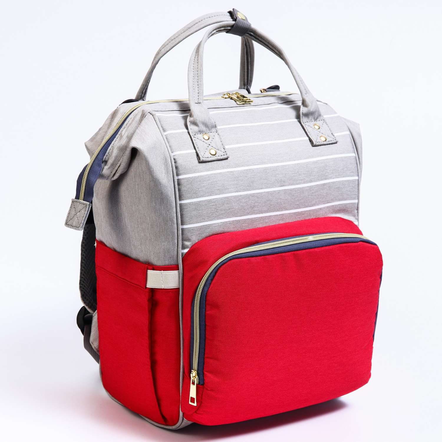 Сумка-рюкзак Sima-Land для хранения вещей малыша цвет серый/красный - фото 3