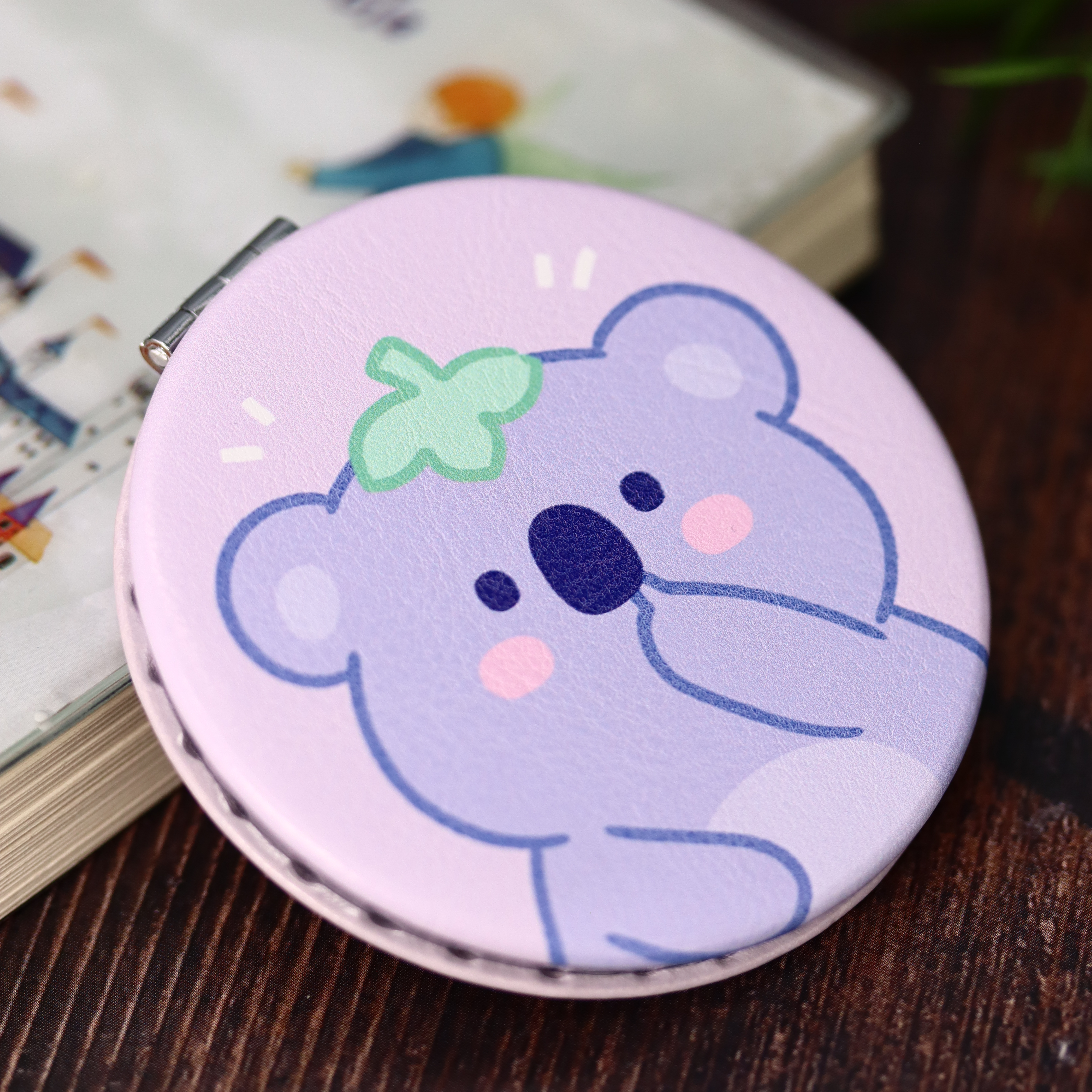 Зеркало карманное iLikeGift Head koala purple с увеличением - фото 3