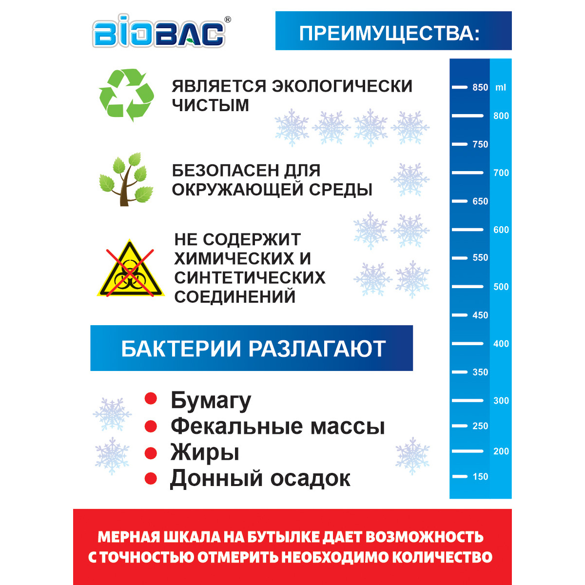 Биологическое средство BioBac Зимнее для выгребных ям и септиков 1л - фото 5