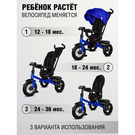 Велосипед-коляска детский трехколесный CITYRIDE колеса 12/10 синий