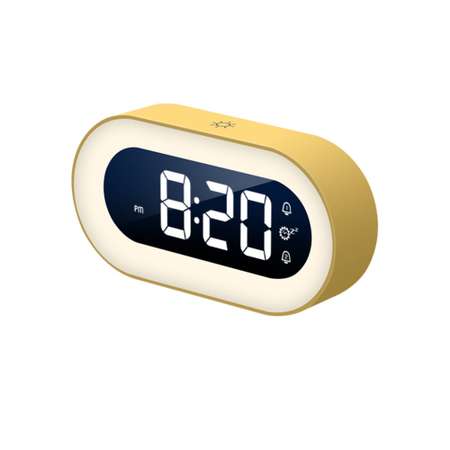 Часы электронные ARTSTYLE с встроенным аккумулятором ночником и будильником желтого цвета