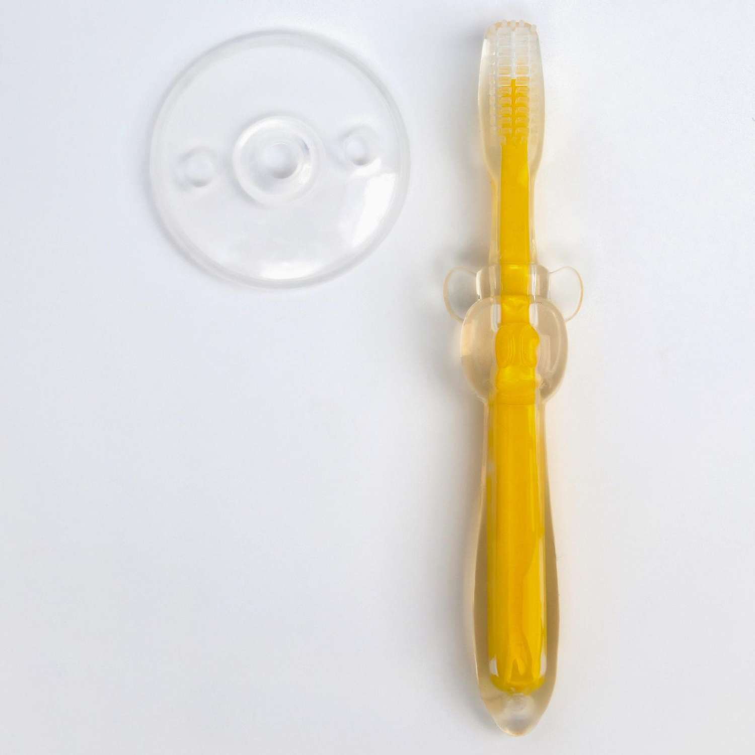 Детская зубная щетка Крошка Я массажер силиконовая с ограничителем от 3 мес. цвет жёлтый - фото 5