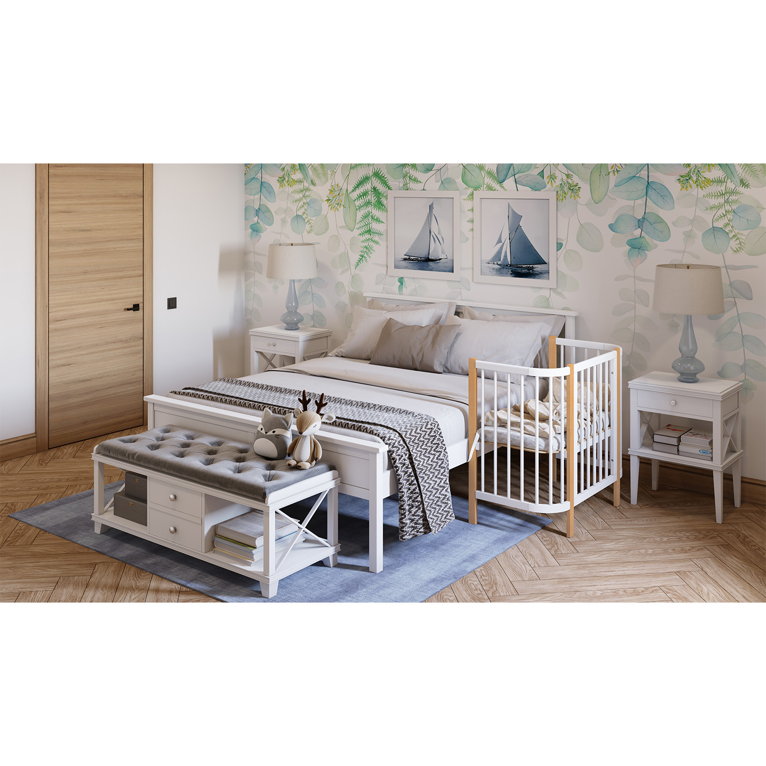 Кровать детская Polini kids Simple приставная 105 Белый-Бук - фото 23