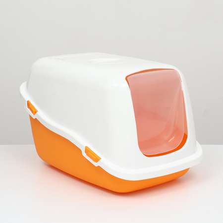 Домик-туалет Пижон для кошек 57x39x38 оранжевый-белый
