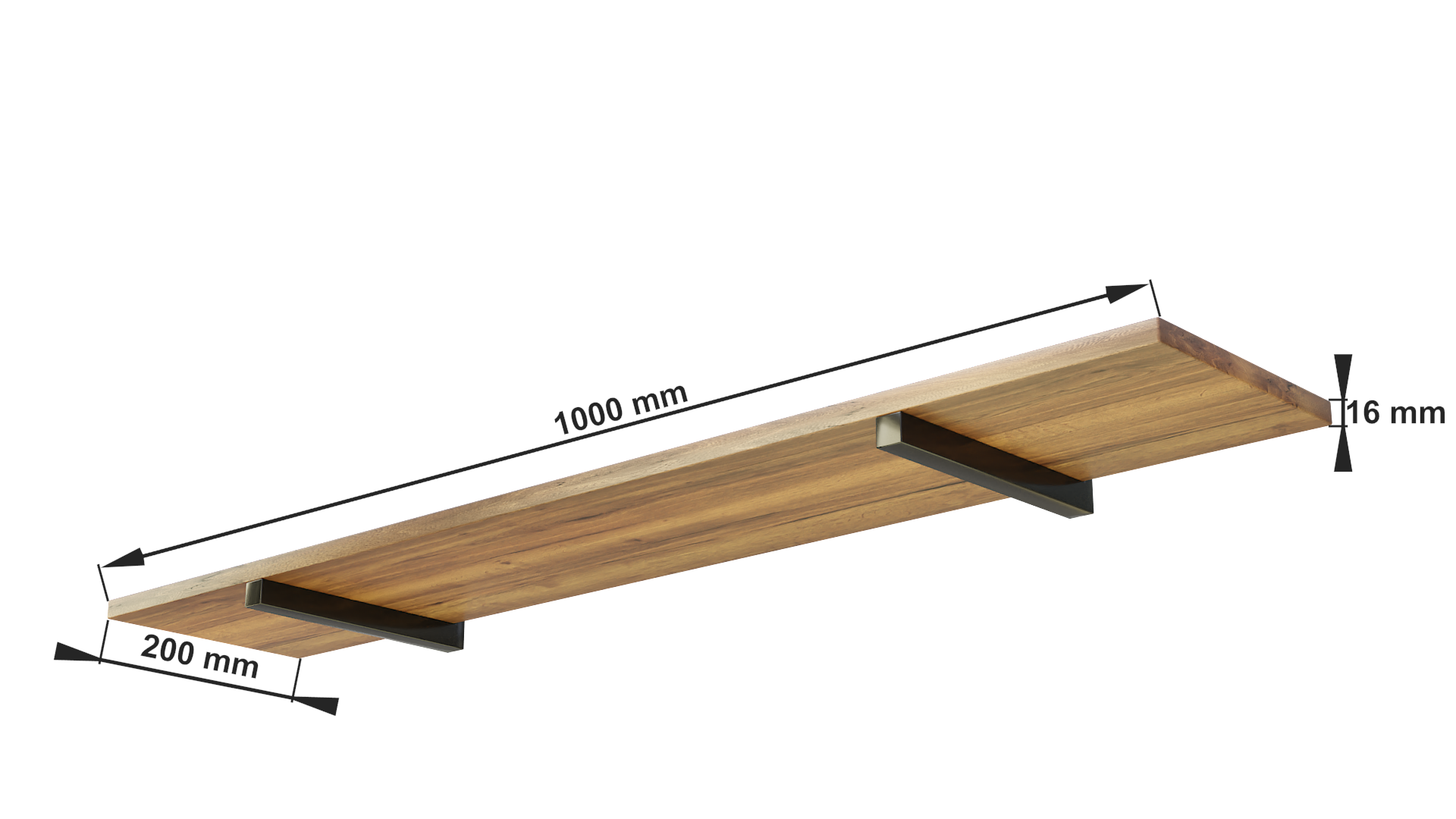 Полка WoodSteel Настенная в стиле Лофт Chicago 5х100х20 см. Чёрный - фото 3