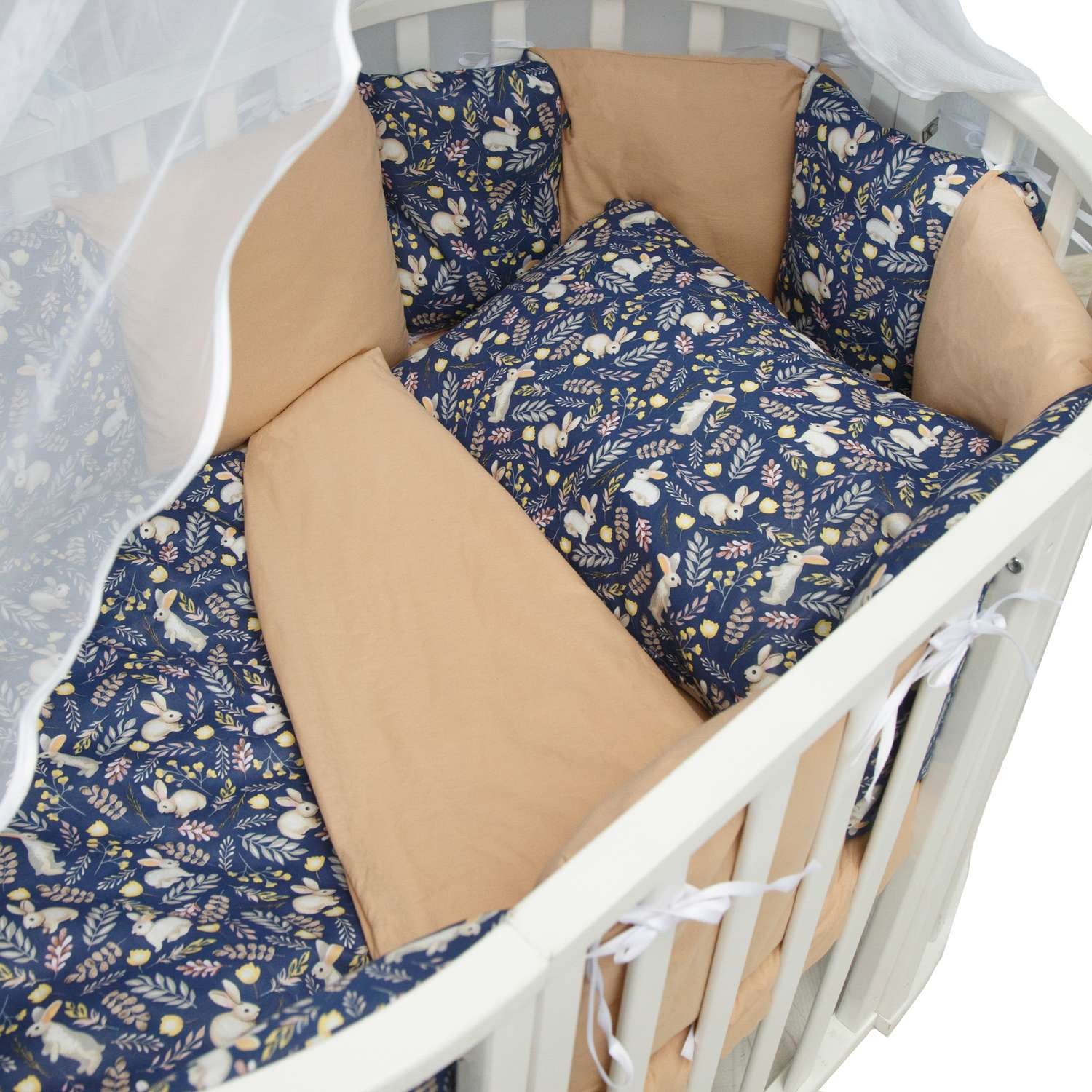 Комплект постельного белья Amarobaby Premium Зайчики 7предметов Синий - фото 3