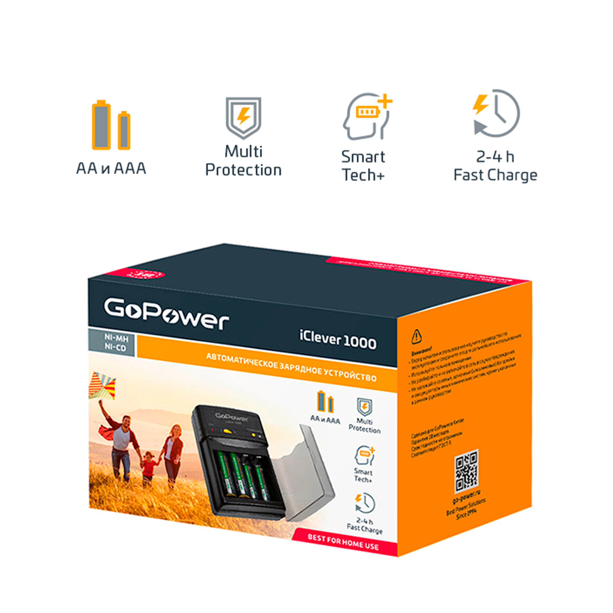 Зарядное устройство GoPower iClever1000 Ni-MH/Ni-Cd 4 слота - фото 2