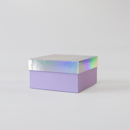 Коробка подарочная Cartonnage крышка-дно Блеск разноцветный лавандовый