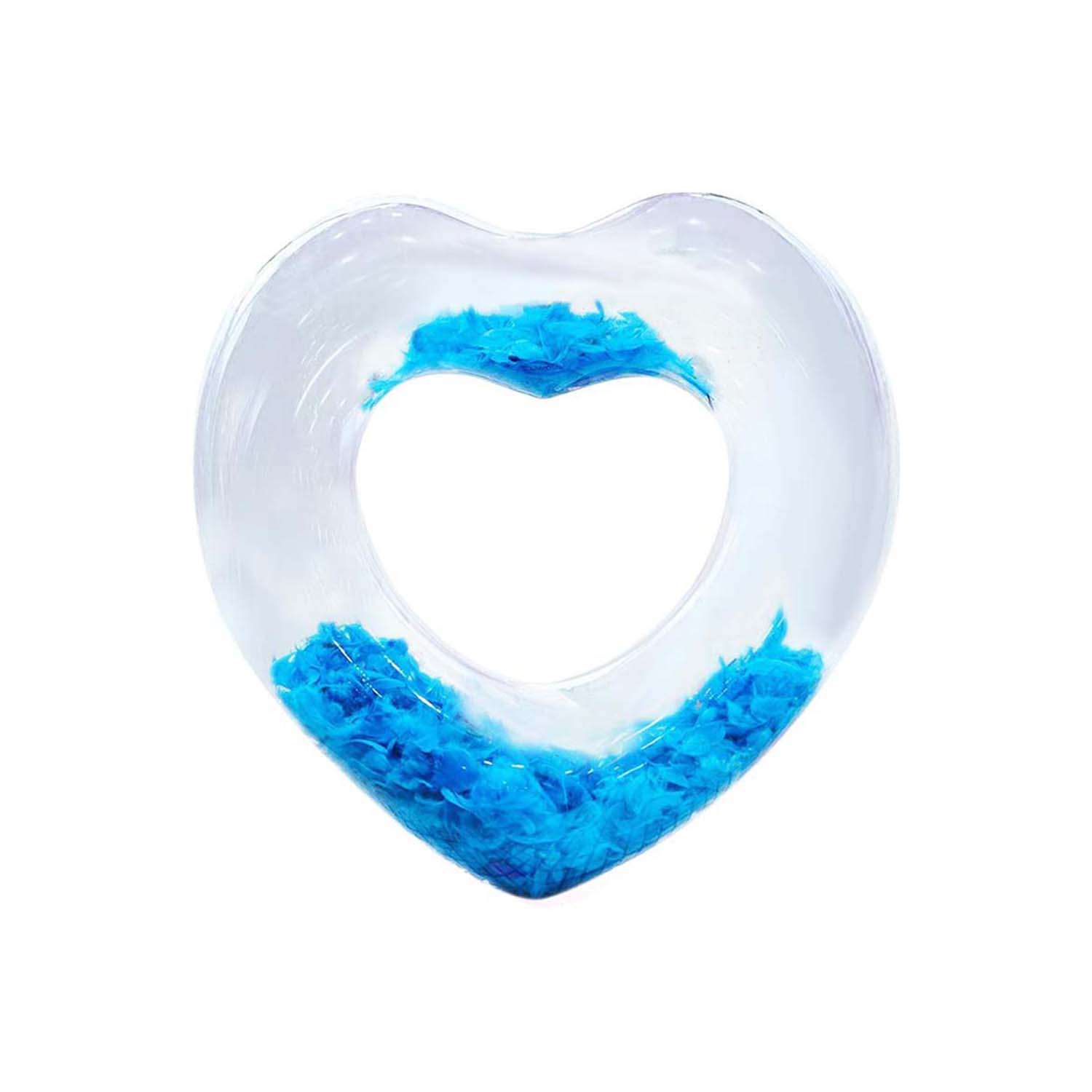 Детский надувной круг Solmax для плавания в форме сердца с перьями цвет голубой 90 см SM06990 - фото 1