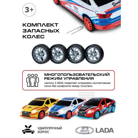 Игрушка на радиоуправлении AUTODRIVE для дрифта Lada Vesta М 1:24 с пультом и запасными колесами 2.4GHz