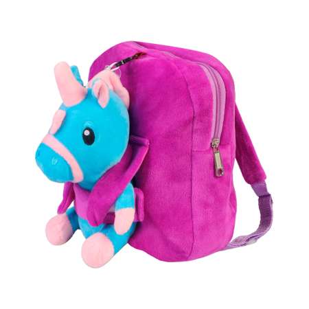 Рюкзак с игрушкой Little Mania фиолетовый Дракоша голубой с розовым