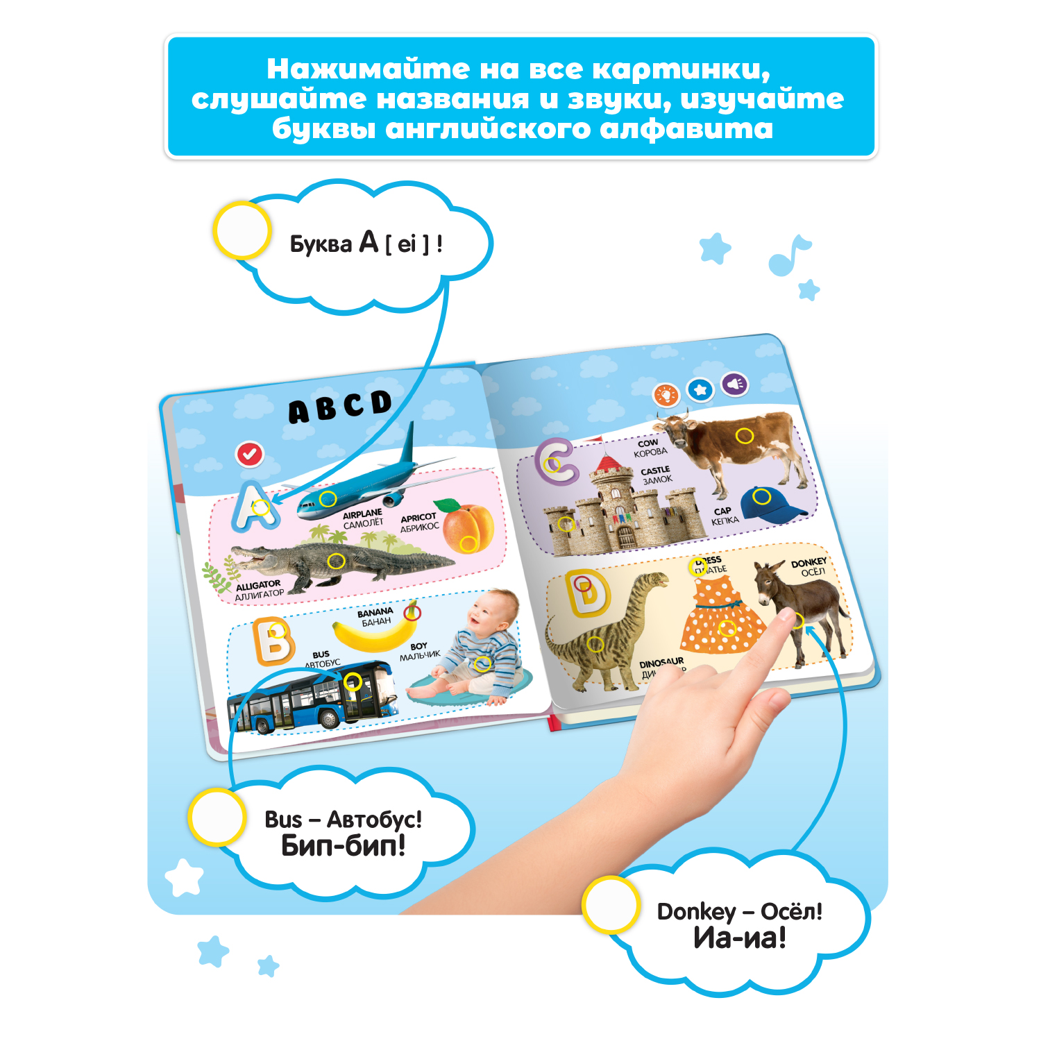 Говорящая книжка Нажималка BertToys Английский алфавит купить по цене 2290  ₽ в интернет-магазине Детский мир