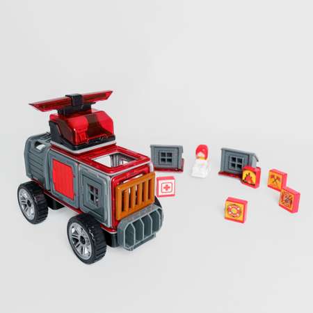 Конструктор Крибли Бу Пожарная машина магнитный сборный. Детская развивающая интересная игрушка 30 элементов