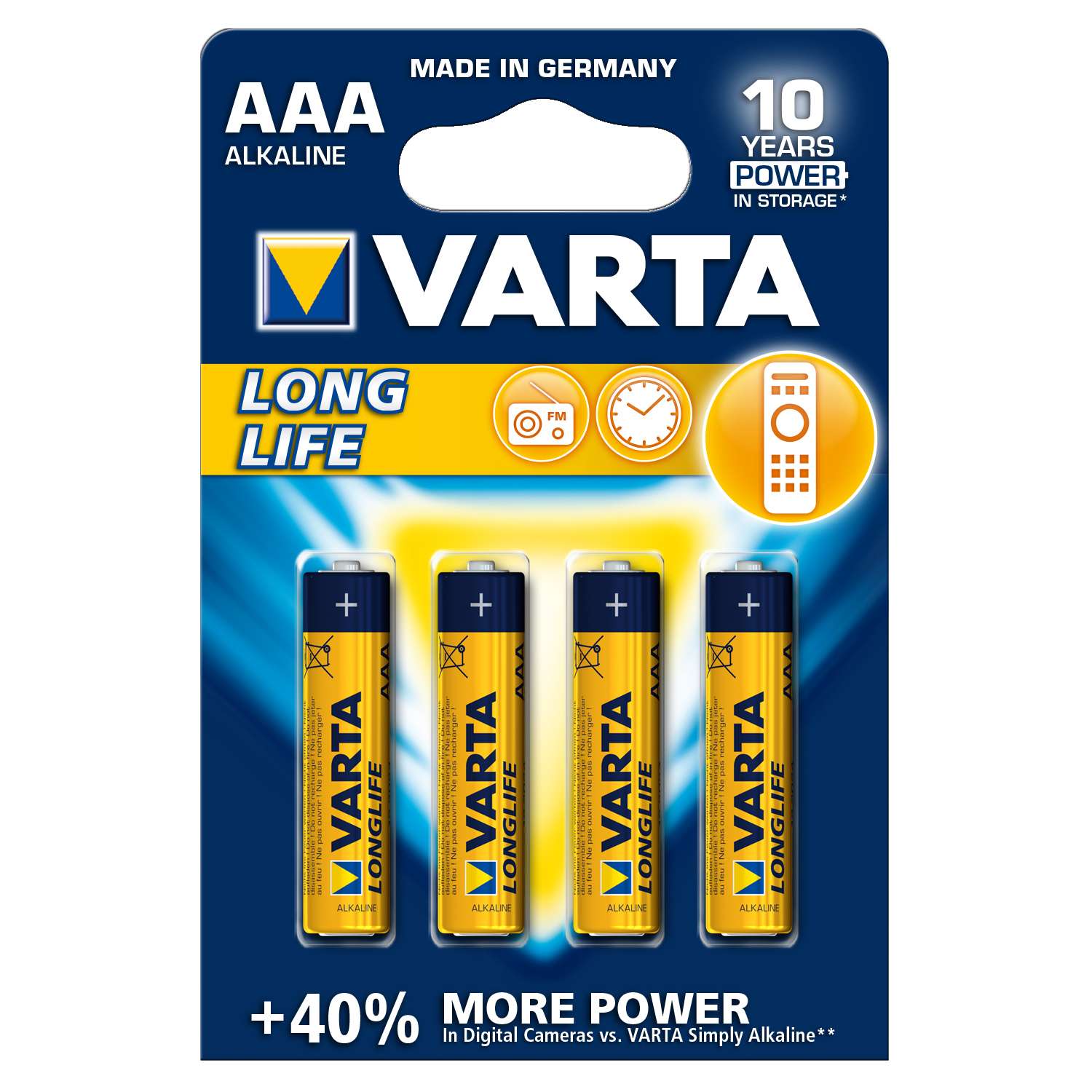 Батарейка Varta Longlife Micro 1.5V - LR03/ AAA 4шт - фото 1