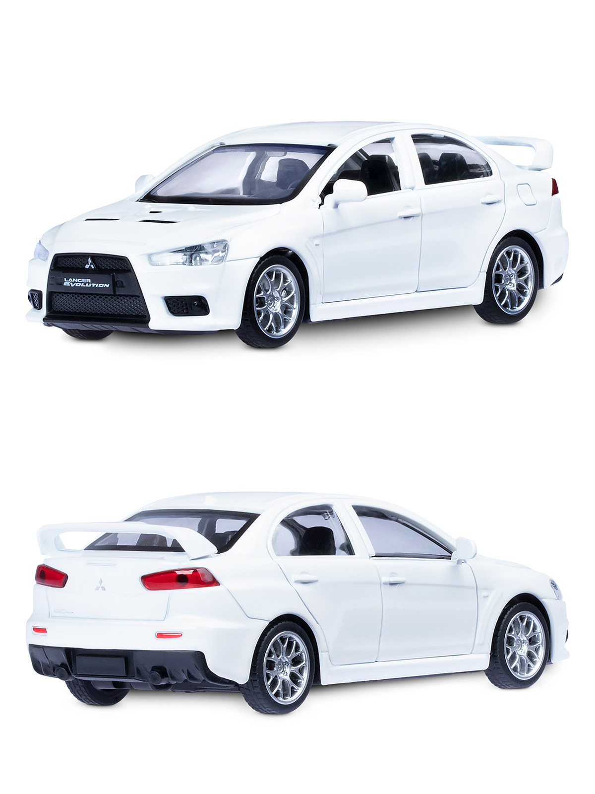 Автомобиль АВТОпанорама Mitsubishi Lancer Evolution 1:41 белый JB1251259 - фото 5