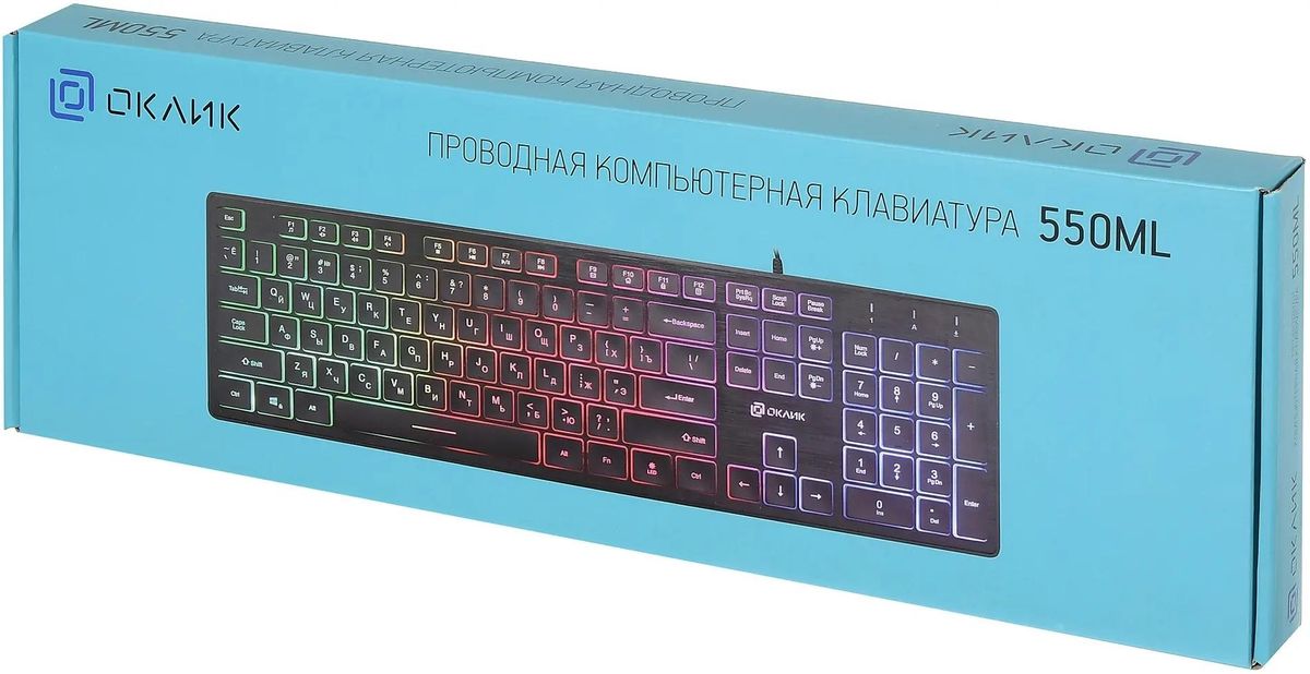 Клавиатура OKLICK 550ML USB черный - фото 7