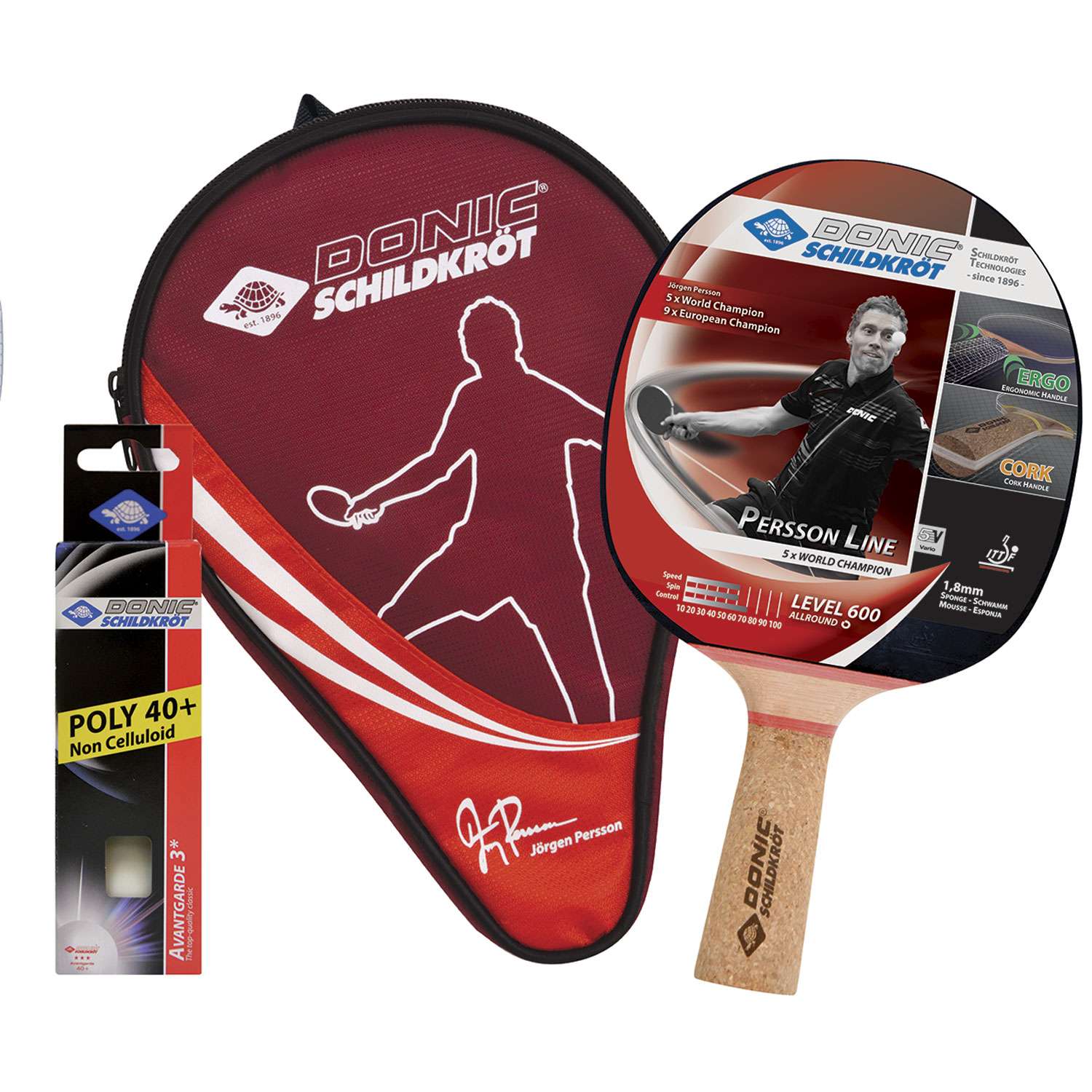 Набор для настольного тенниса Donic PERSSON 600 1 ракетка 3 мячика Avantgarde3 чехол - фото 1