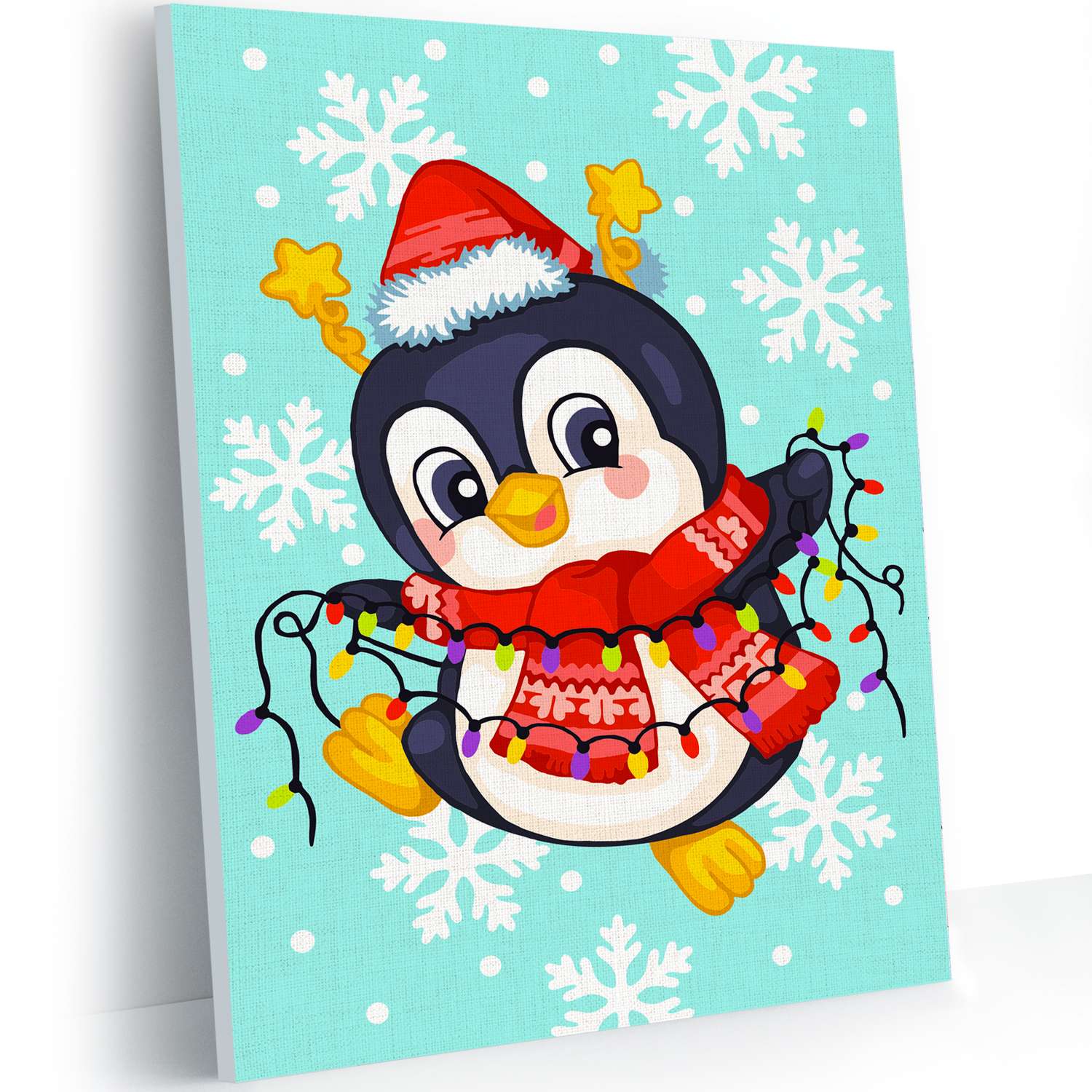 Картина по номерам Hobby Paint на картоне 15х21 Рождественский пингвин живопись роспись - фото 1