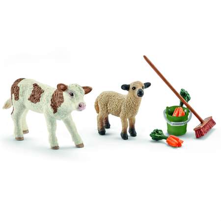 Набор SCHLEICH по уходу за животными с теленком и ягненком