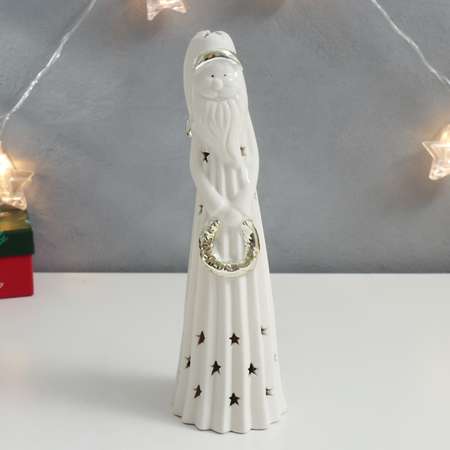 Сувенир Sima-Land керамика световой «Дедушка Мороз с веночком» золото 26х7 5х7 5 см