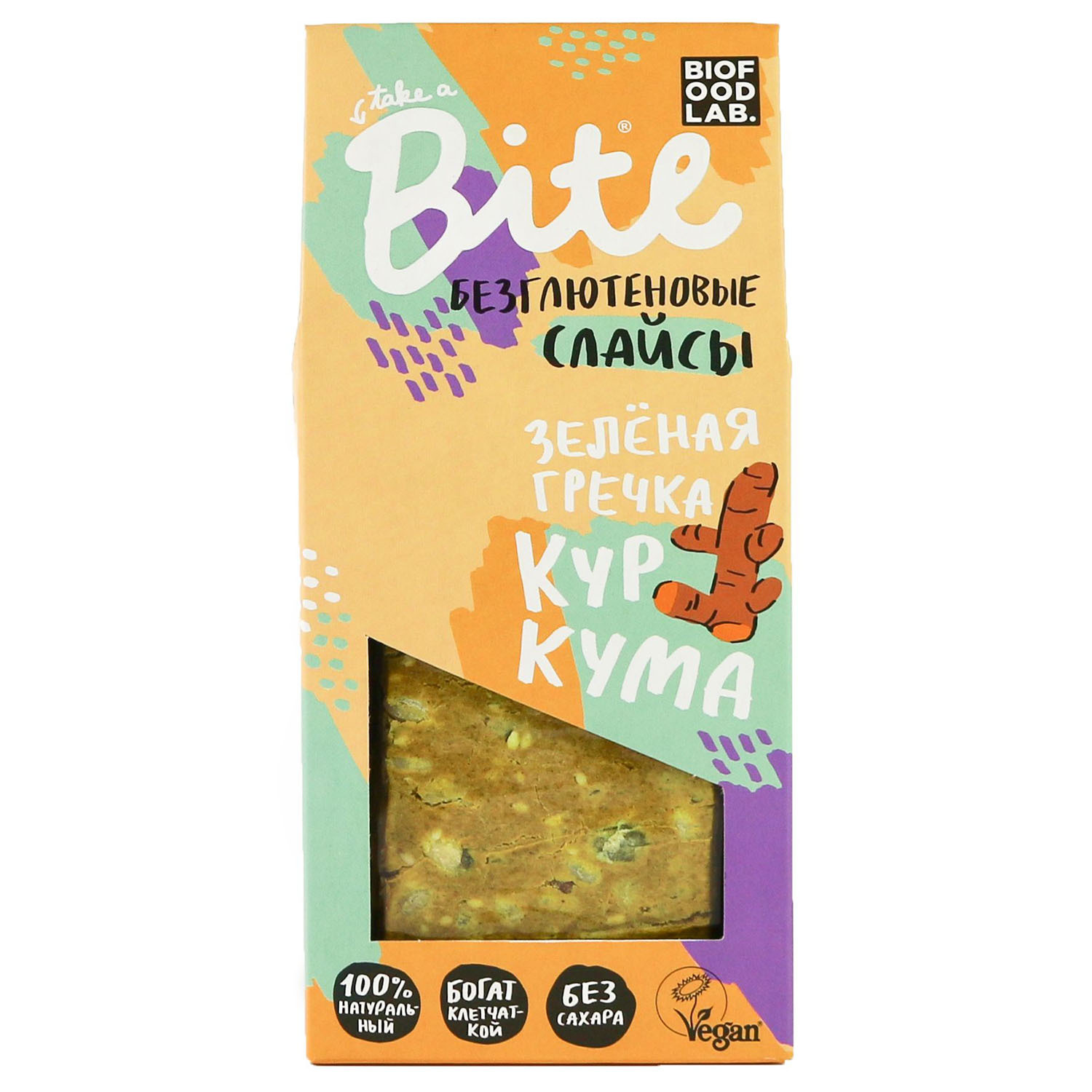 Слайс Take a Bite из зеленой гречки с куркумой 100г - фото 1