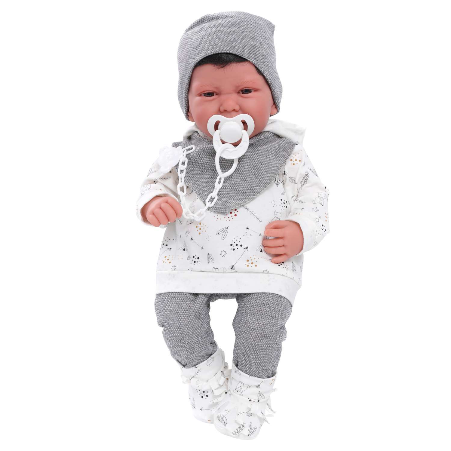 Кукла младенец Antonio Juan Реборн Эльза в сером 40 см мягконабивная 3389G - фото 2
