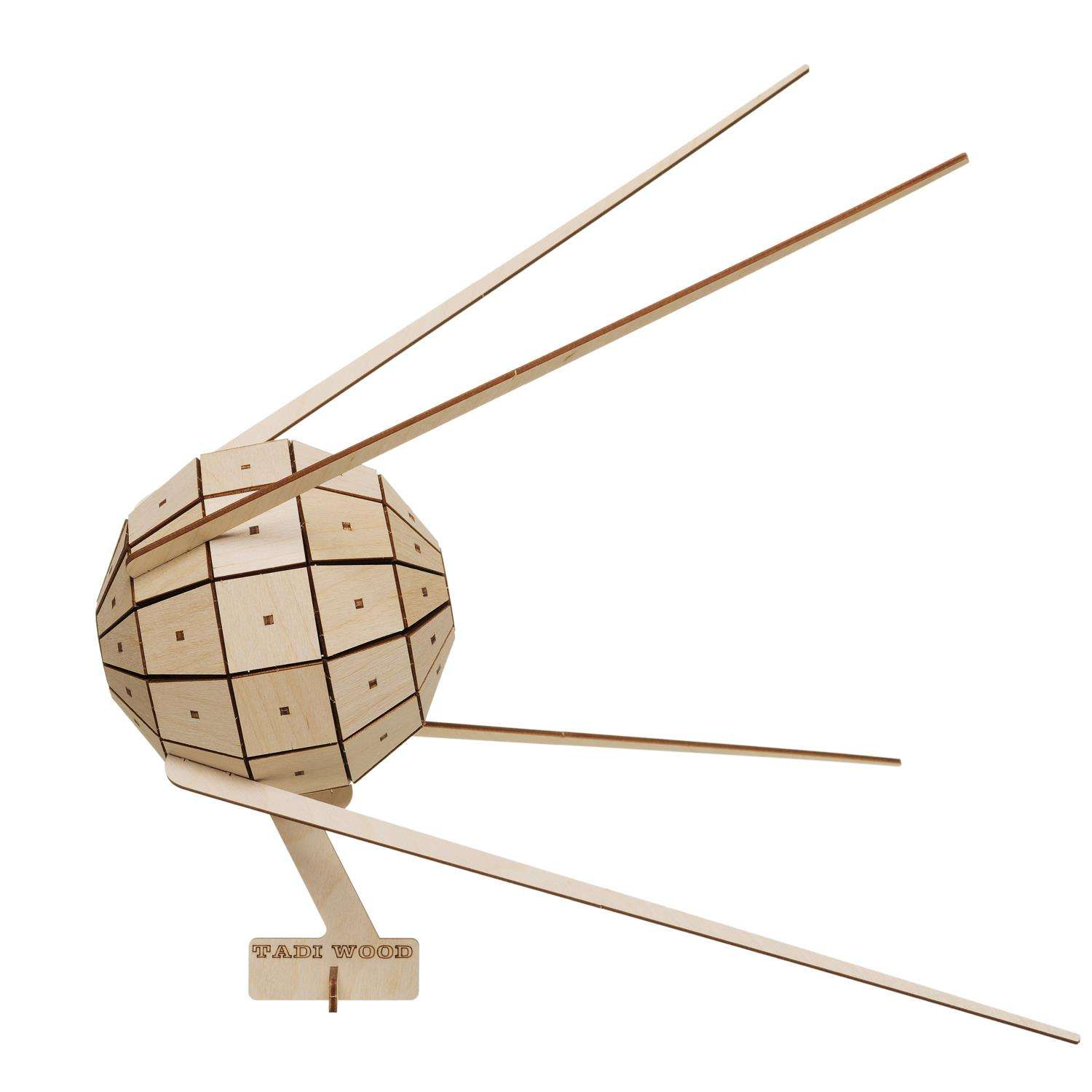 Сборная модель деревянная TADIWOOD Спутник ПС-1 36 см. 99 деталей - фото 2