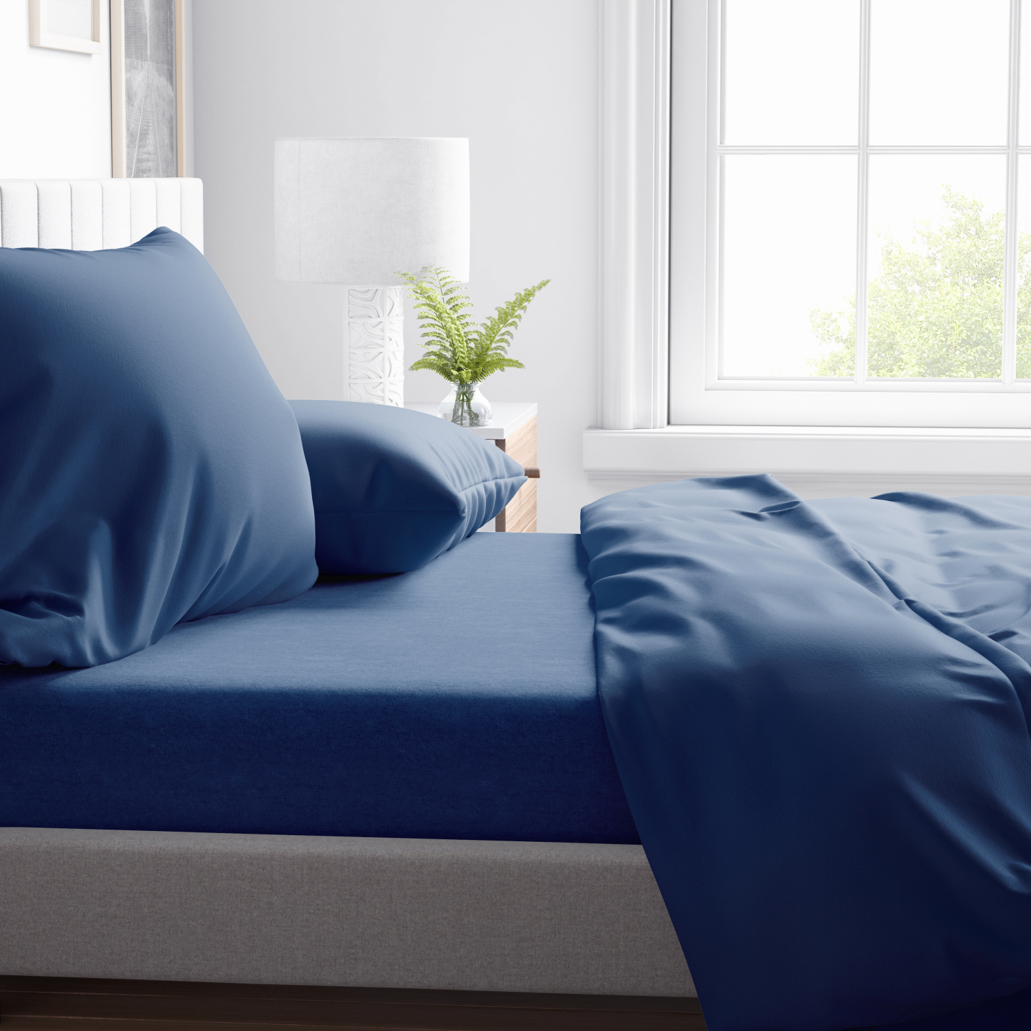 Постельное белье SONNO FLORA BASIC 2-спальный цвет Глубокий Синий - фото 6
