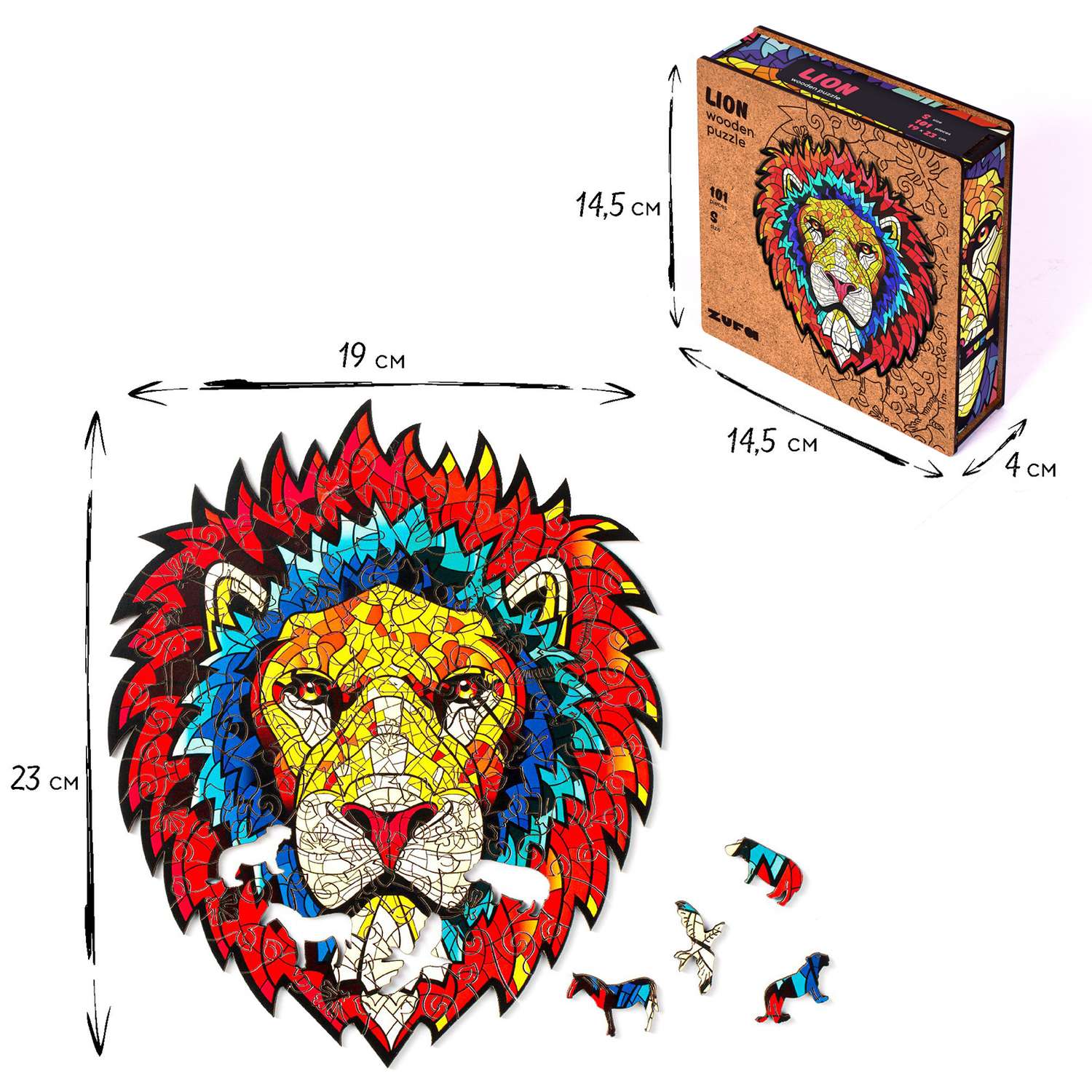 Пазл деревянный Zufa Лев S 101элемент ZDM 002 - фото 6