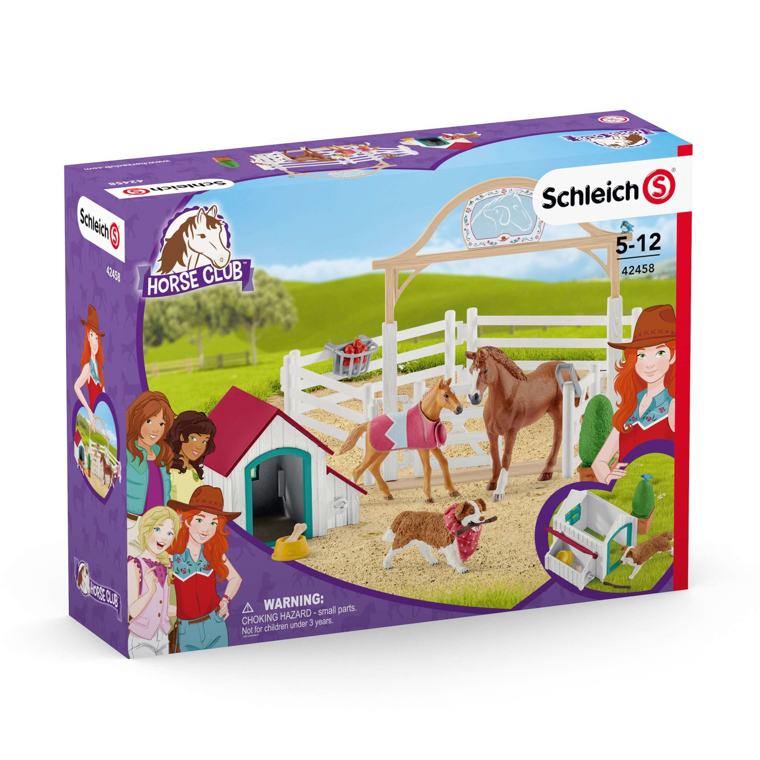 Набор SCHLEICH Лошади загон и будка с собоакой 17предметов 42458/14598  купить по цене 3299 ₽ в интернет-магазине Детский мир