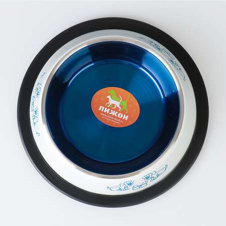Миска Пижон с нескользящим основанием декоративная цветная 230 мл бело-синяя