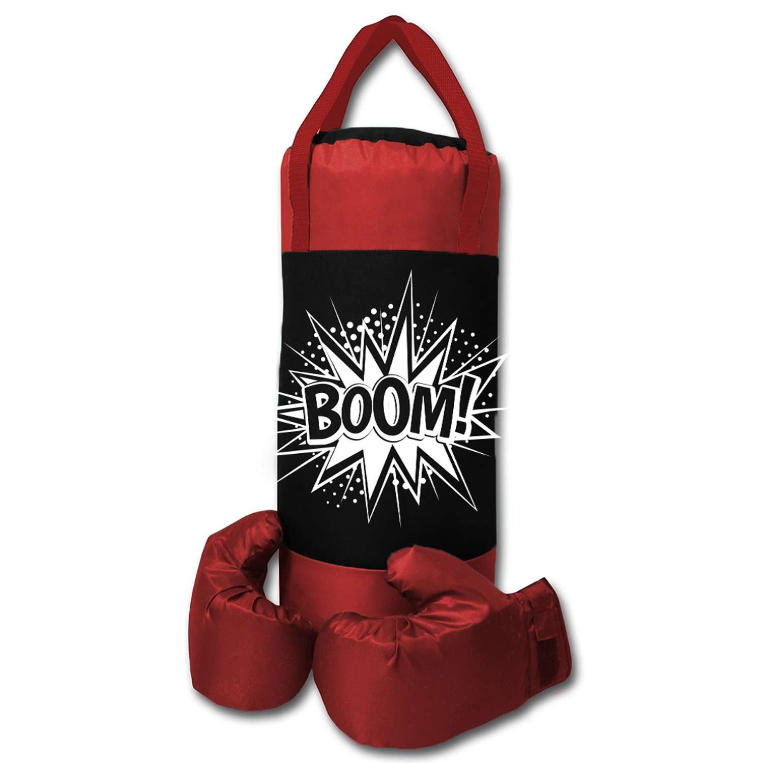 Детский набор для бокса Belon familia груша 50см х 20см с перчатками цвет черный-красный Strike - фото 1