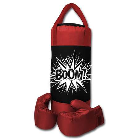 Детский набор для бокса Belon familia груша 50см х 20см с перчатками цвет черный-красный Strike