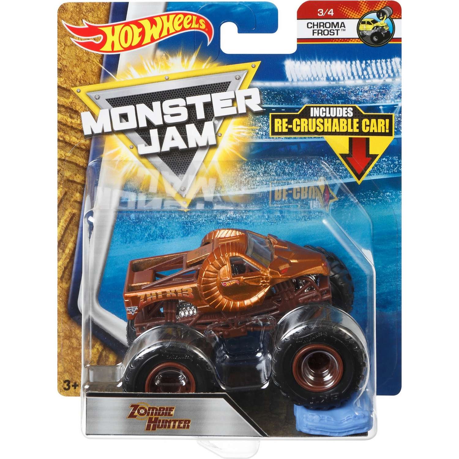 Машина Hot Wheels Monster Jam 1:64 Chroma Frost Зомби Хантер FLX32 21572 - фото 2
