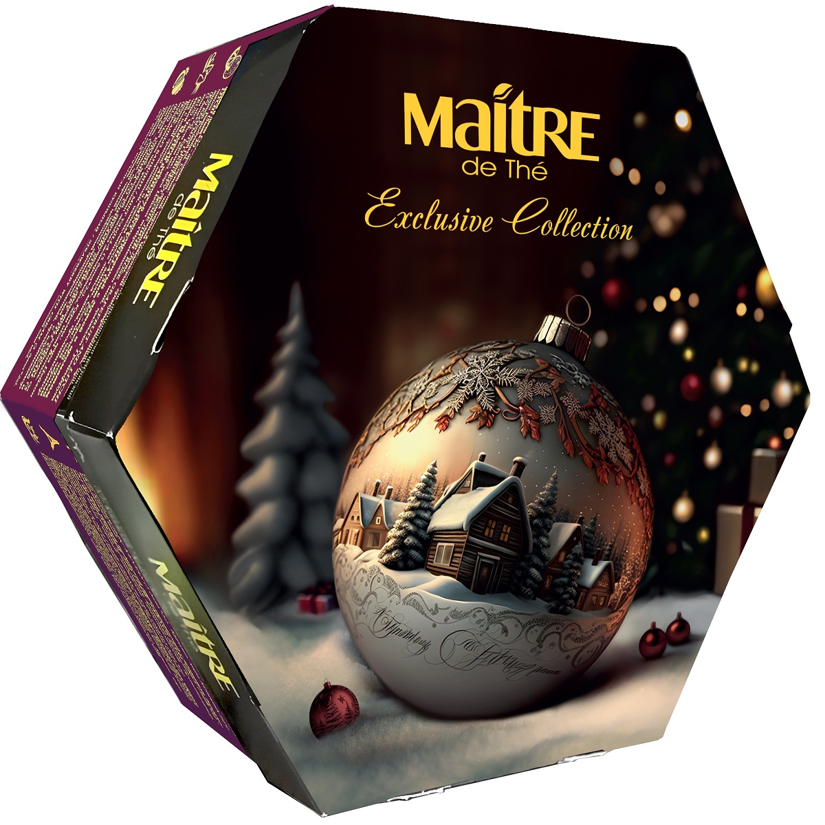Чай подарочный в пакетиках Maitre de the Ассорти Эксклюзивная коллекция Новогодний Темный шар 120 г 60 шт МЭТР - фото 1
