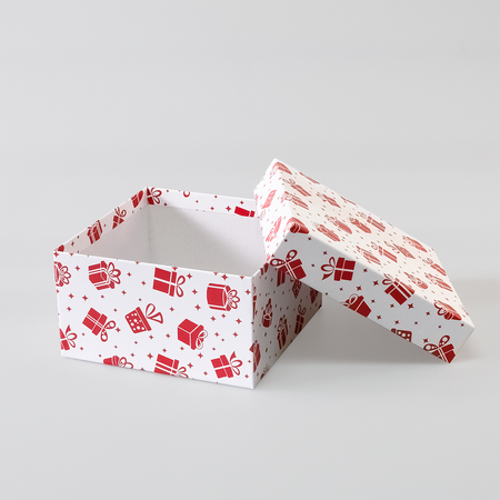 Коробка подарочная Cartonnage крышка-дно Подарок красный белый