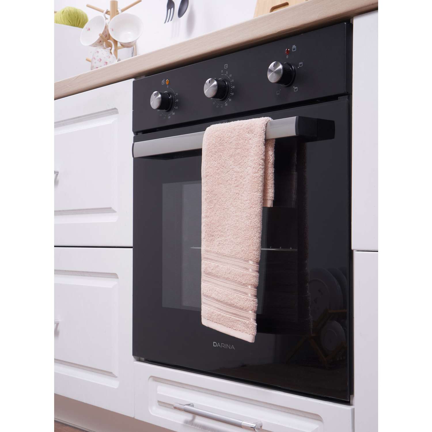 Набор кухонных полотенец 3 шт. ATLASPLUS 30х50 см микрокоттон махра коричневый пудровый розовый - фото 5