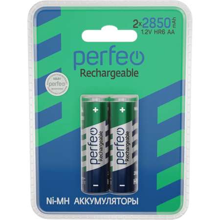 Аккумуляторные батарейки Perfeo AA2850mAh 2 штуки