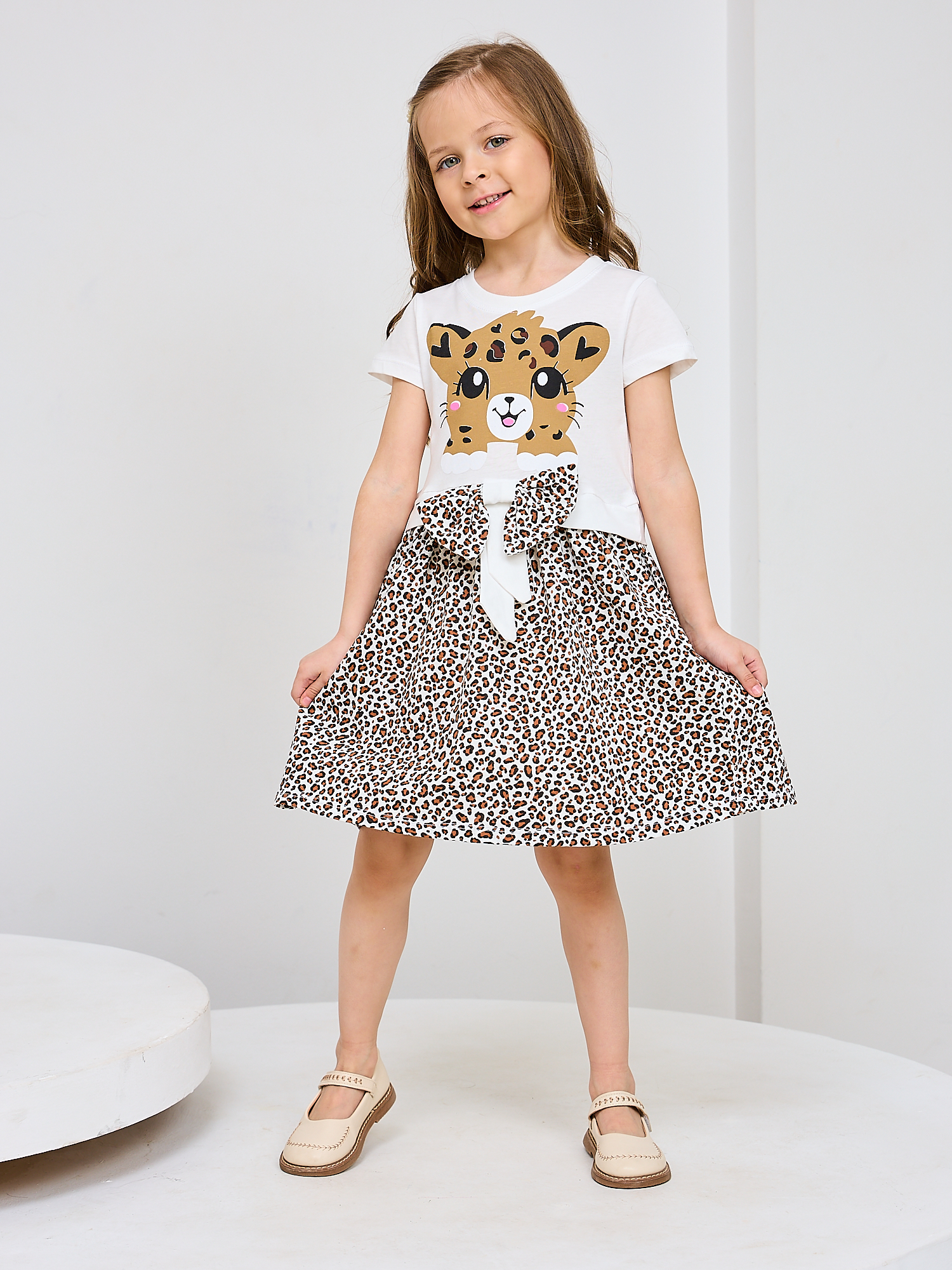 Платье Mil Art kids 1902201546DRESS-LEOPARD-WHITE - фото 1