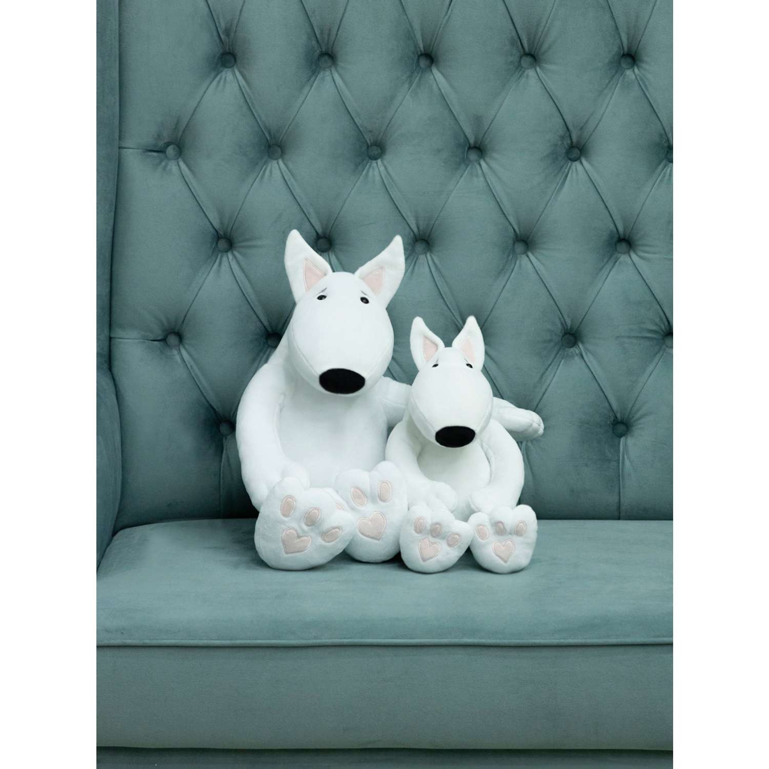 Мягкая игрушка Мягкие игрушки БелайТойс Плюшевая собака Hugo породы бультерьер белый 35 см - фото 5