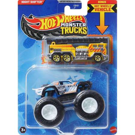Монстр-трак Hot Wheels Monster Truck Night Shifter 1:64 белый
