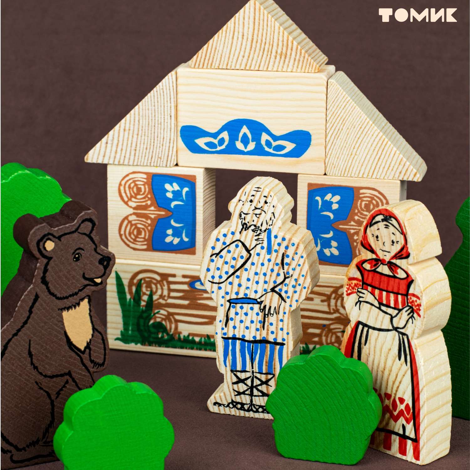 Конструктор детский деревянный Томик сказка Маша и медведь 17 деталей 4534-9 - фото 12
