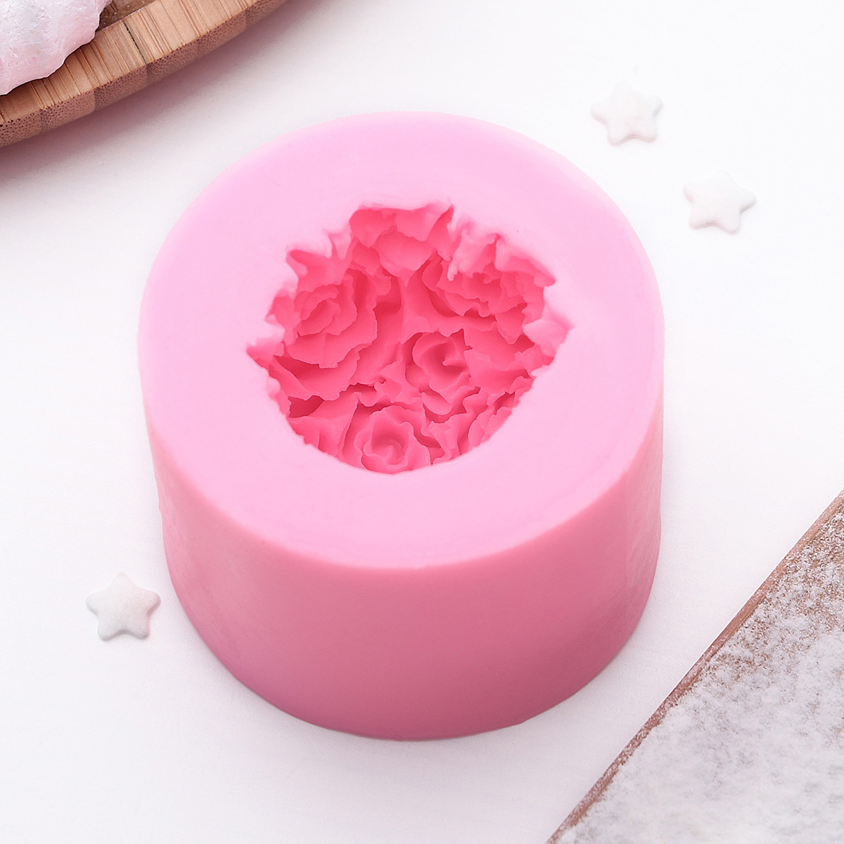 Молд силиконовый Арт Узор для работы с полимерной глиной свечей мылом смолой гипсом Розовый букет - фото 1