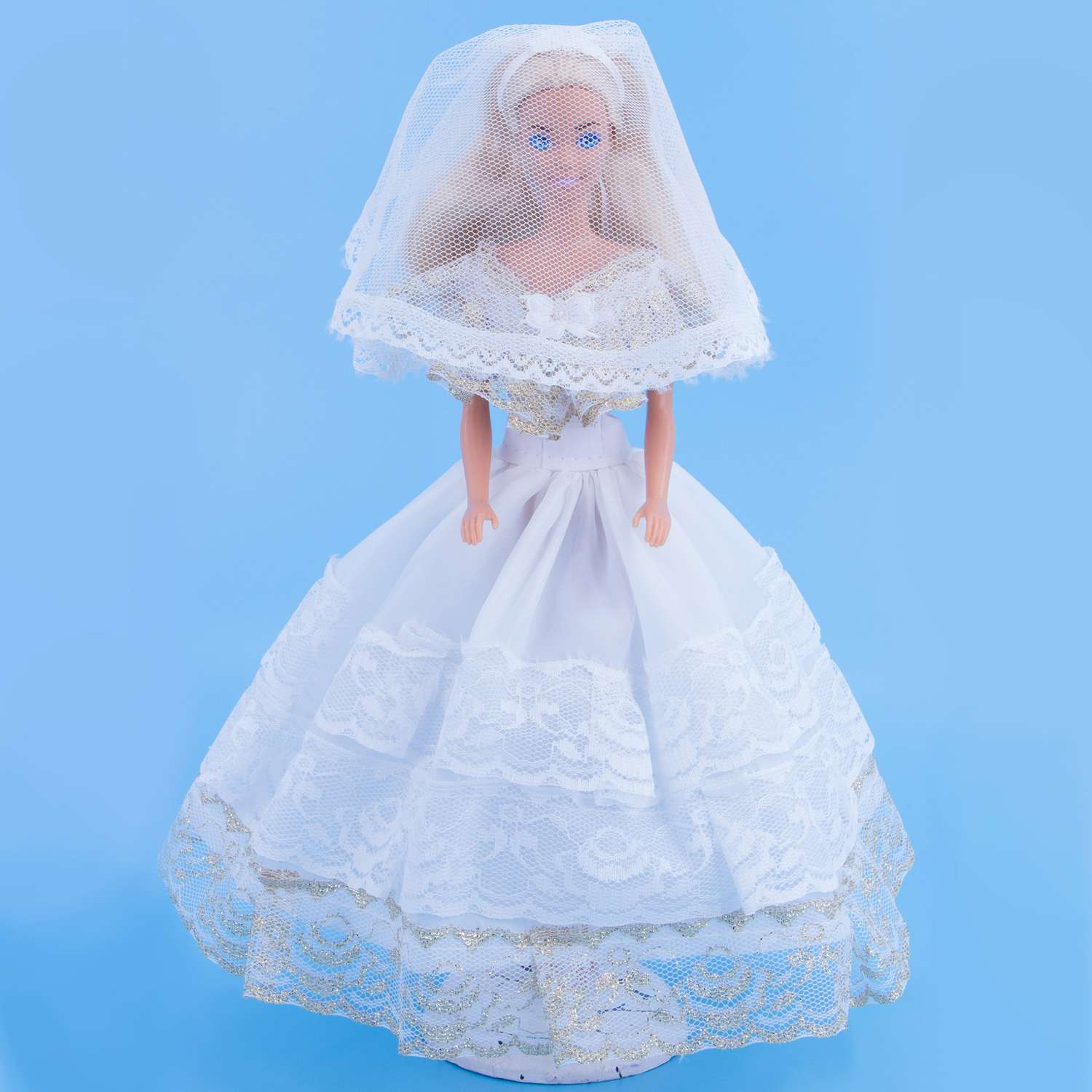 Одежда для кукол Модница 29 см Свадебное платье с фатой 1904 белый-золото 1904белый&amp;золото - фото 5
