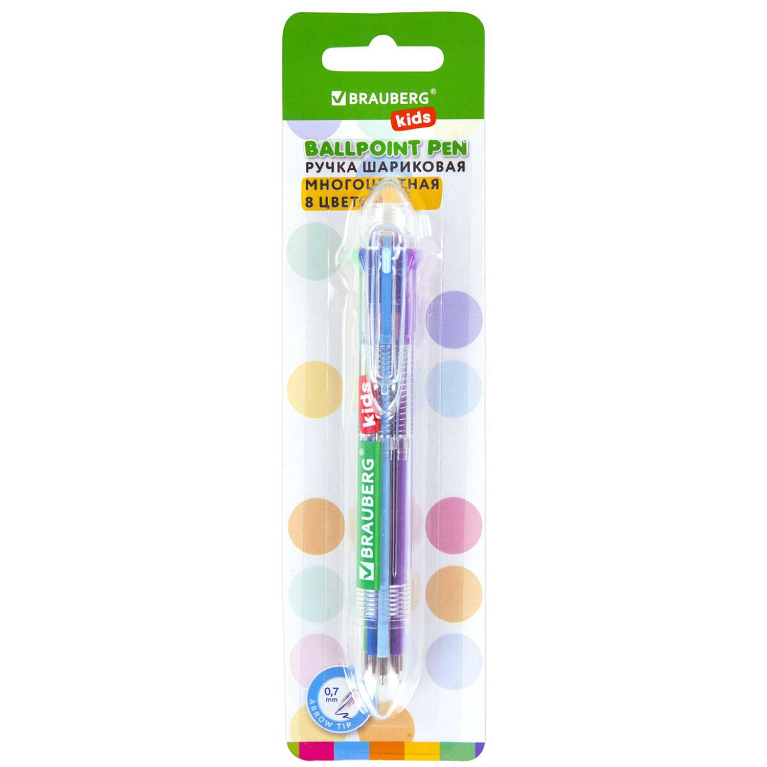 Ручка многоцветная Brauberg шариковая автоматическая 8 цветов - фото 1