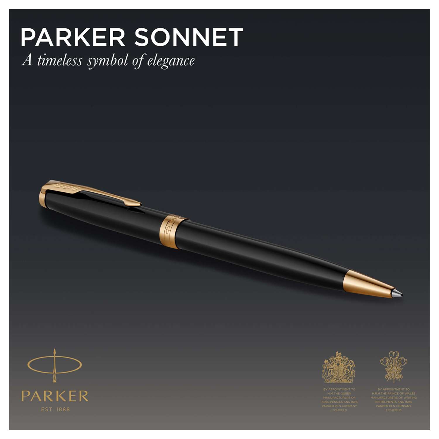 Ручка шариковая PARKER Sonnet Black Lacquer GT черная поворот подарочная упаковка - фото 6